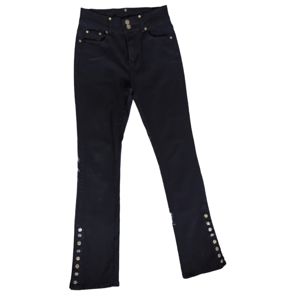 NWOT Chicwish High Waist Button Trim Stretchy Jeans. BLACK. XS